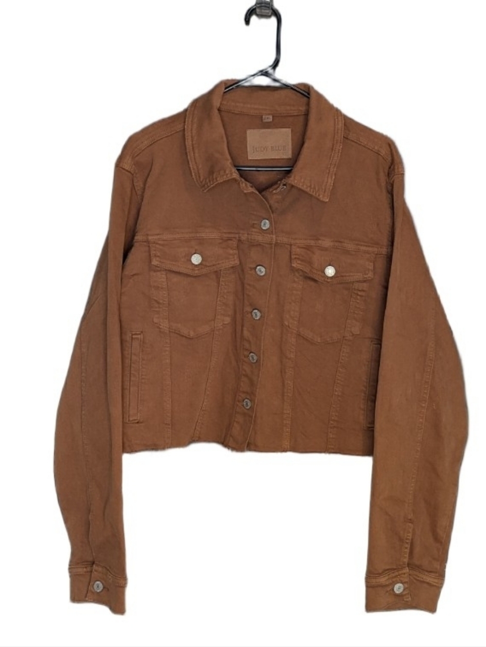 Judy Blue Women Camel Garment Dyed Grinding Denim Jean Jacket Cropped Size 2XL